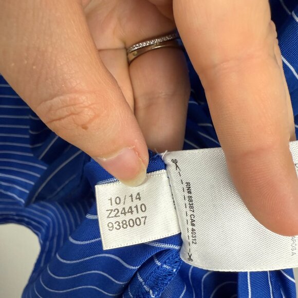 Men's Addidas Climalite Royal Blue Striped Golf Polo, Size L - Picture 8 of 8